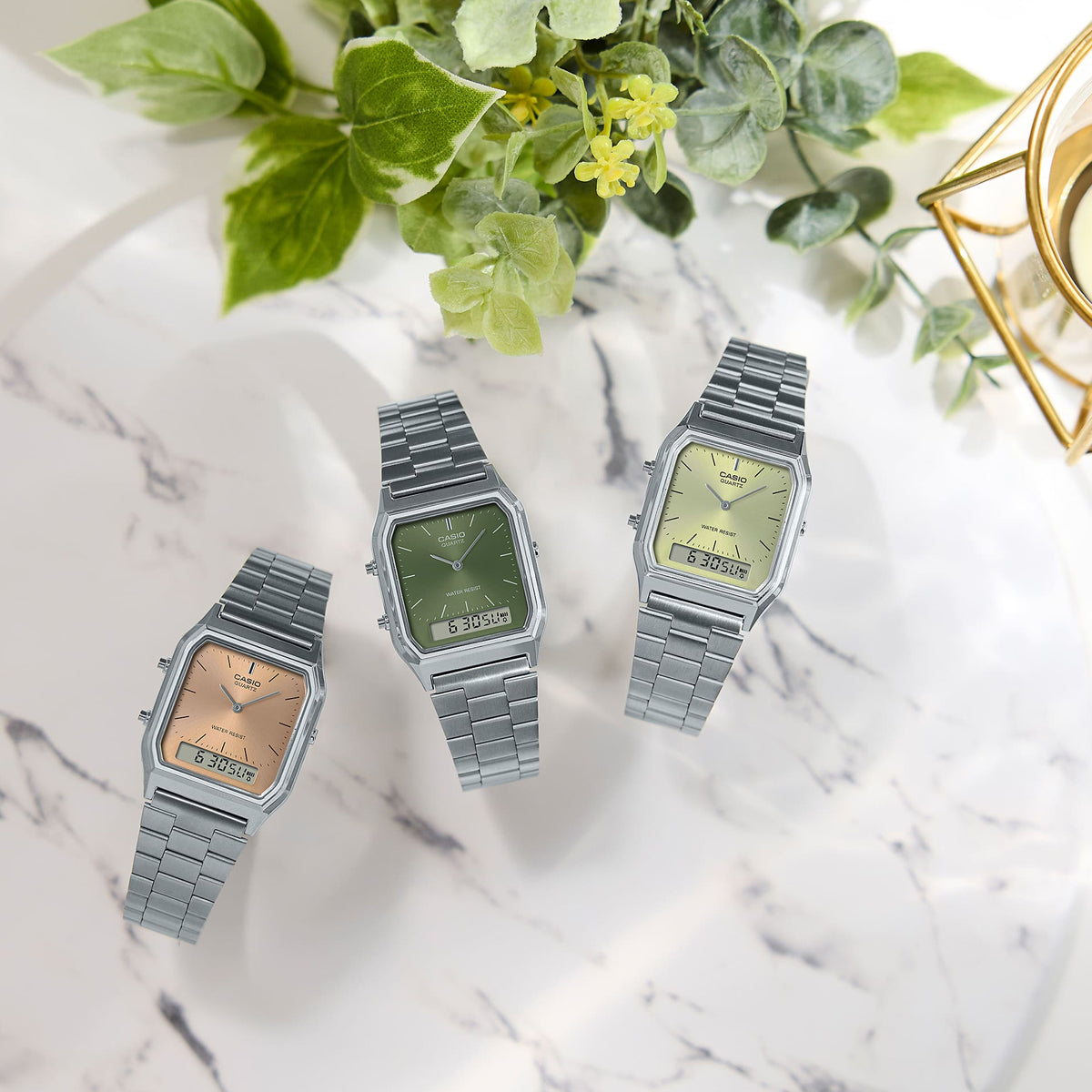 CASIO VINTAGE EDGY COLLECTION SUNRAY-SIHVERPIND - SAMMALROHELINE AQ-230A-3AMQYES