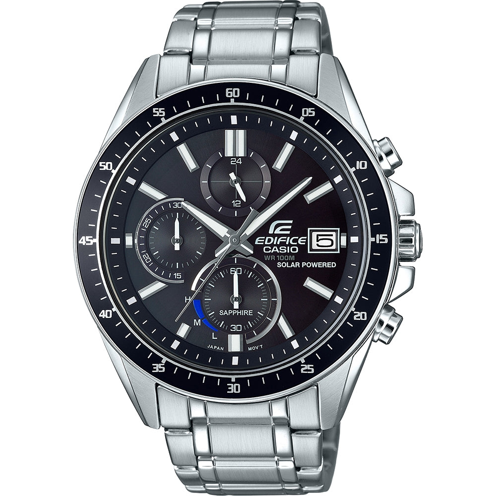 CASIO EDIFICE SLIM PÄIKESEENERGIAL TÖÖTAV KRONOGRAAF - MUST EFS-S510D-1AVUEF