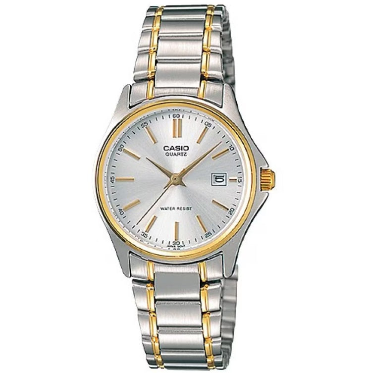 CASIO COLLECTION LADY DATE STEEL-GOLD - ARGENTÈE GOLD INDEXES LTP-1183G-7ADF