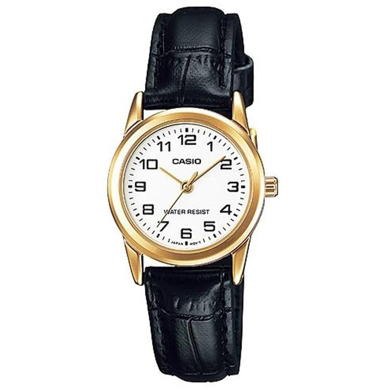 CASIO COLLECTION LADY 3H GOLD, LEATHER - WHITE LTP-V001GL-7BUDF
