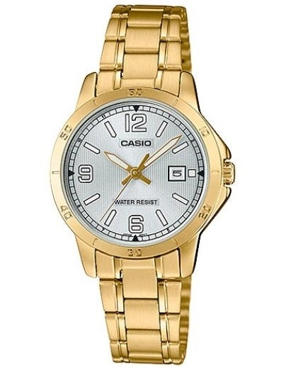 CASIO COLLECTION LADY DATE, ЗОЛОТИСТО-СЕРЕБРИСТЫЕ LTP-V004G-7B2UDF
