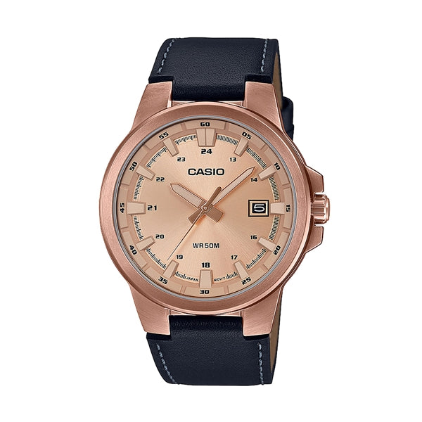 CASIO COLLECTION 3D - КОЖАНЫЙ РЕМЕШОК, РОЗОВОЕ ЗОЛОТО MTP-E173RL-5AVEF
