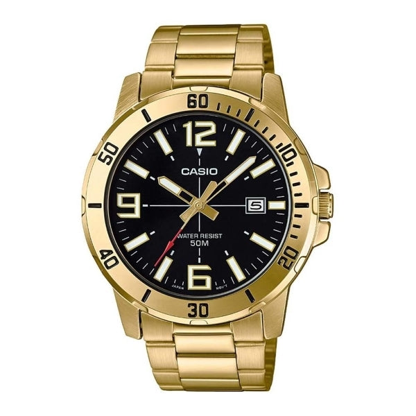 CASIO SPORT KOLLEKTSIOON DIVER 50M KULDNE – MUST MTP-VD01G-1BVUDF