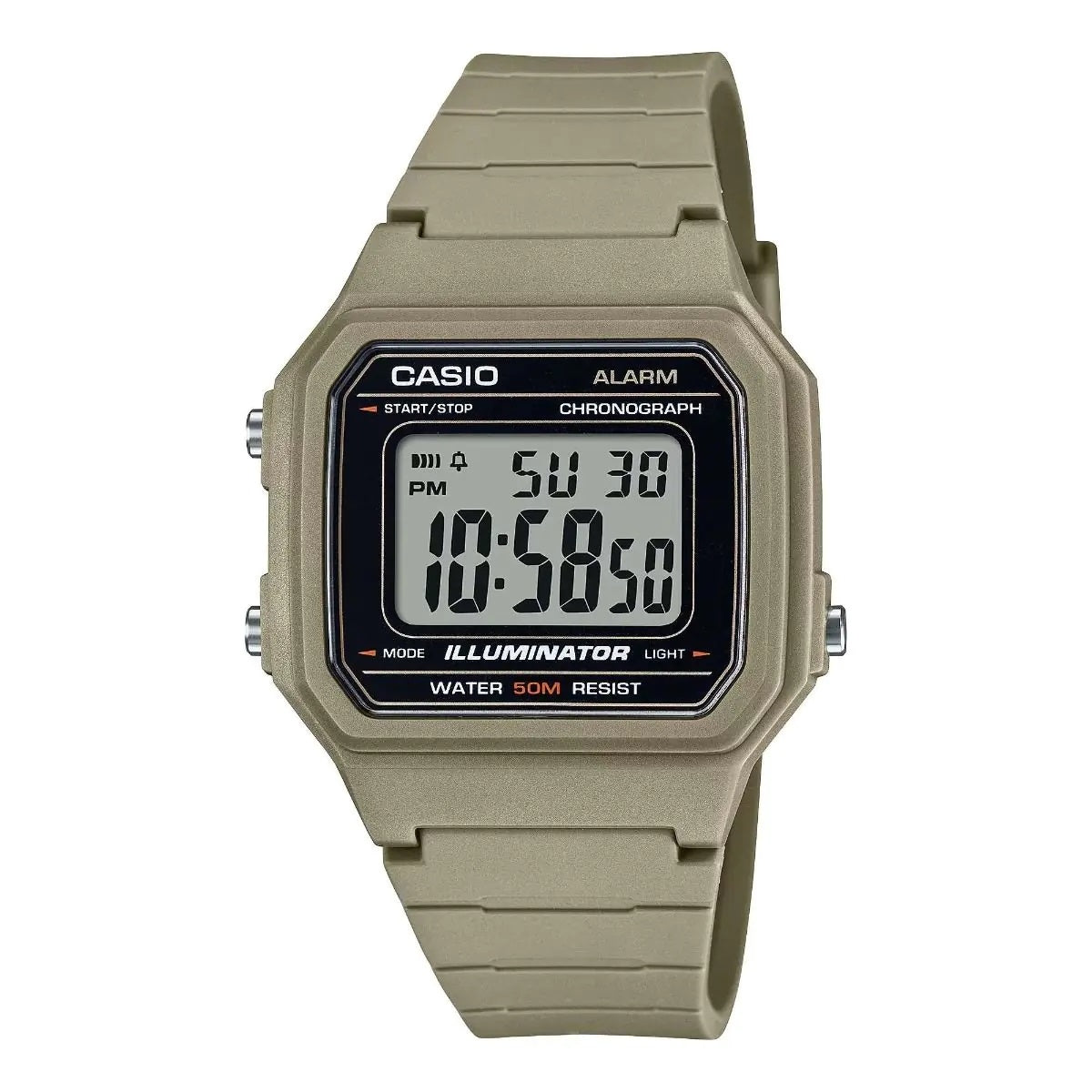 CASIO TIMELESS COLLECTION SPORT ILLUMINATOR WR 50M, ALARM, CHRONOGRAPH - SAND W-217H-5AVDF