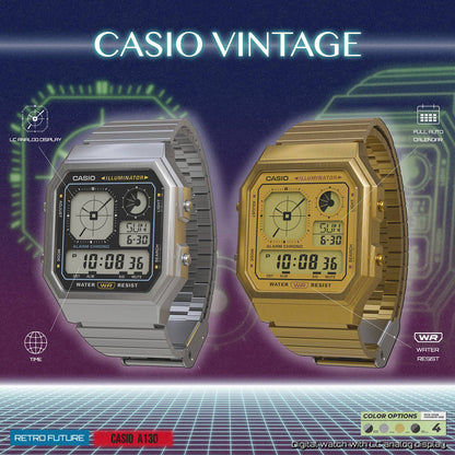 CASIO VINTAGE RETRO FUTURE EDGY COLLECTION - FULL GOLD A130WEG-9AEF