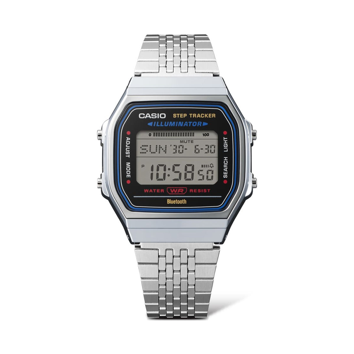 CASIO VINTAGE BLUETOOTH® NUTITELEFONIGA ÜHENDAMINE - TERAS - sisseehitatud kiirendusmõõtur tuvastab keha liikumise + sammulugeja - MUST ABL-100WE-1AEF