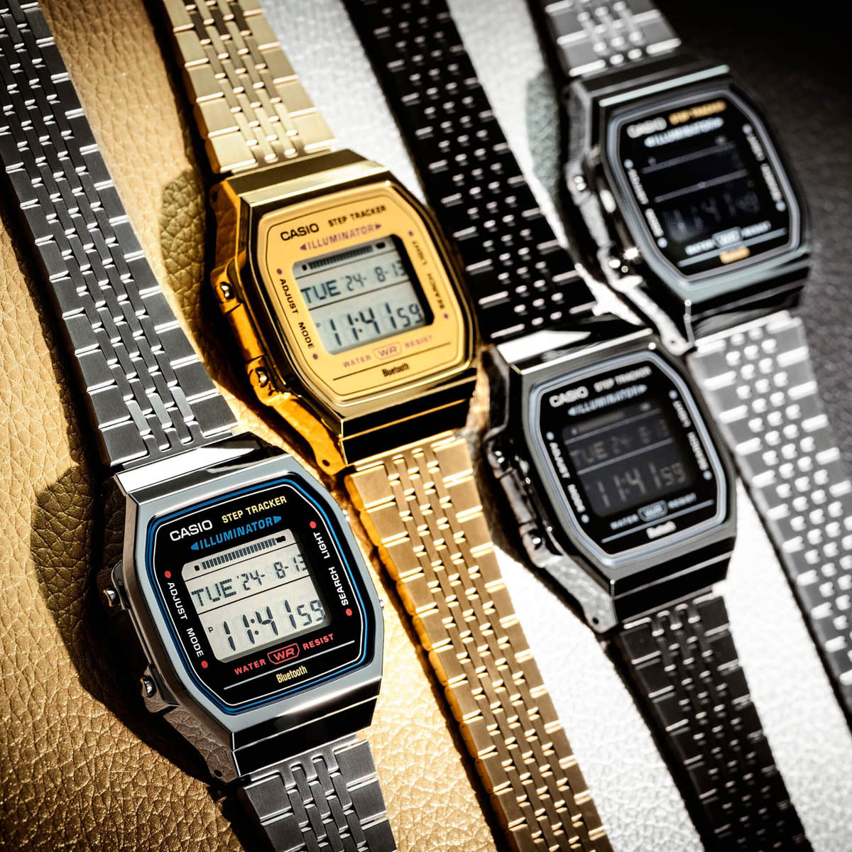 CASIO VINTAGE BLUETOOTH® NUTITELEFONIGA ÜHENDAMINE - TERAS - sisseehitatud kiirendusmõõtur tuvastab keha liikumise + sammulugeja - MUST ABL-100WE-1AEF