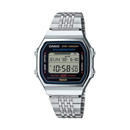 CASIO VINTAGE BLUETOOTH® NUTITELEFONIGA ÜHENDAMINE - TERAS - sisseehitatud kiirendusmõõtur tuvastab keha liikumise + sammulugeja - MUST ABL-100WE-1AEF