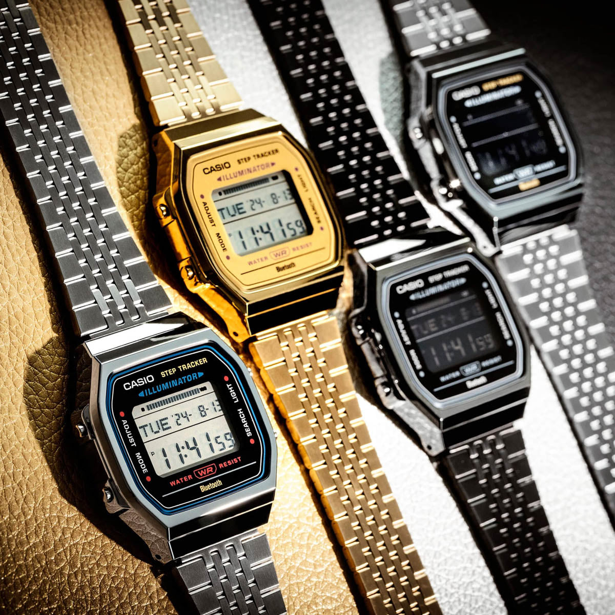 CASIO VINTAGE BLUETOOTH® NUTITELEFONIGA ÜHENDAMINE - TERAS - sisseehitatud kiirendusmõõtur tuvastab keha liikumise + sammuloendur - MUST ABL-100WE-1BEF