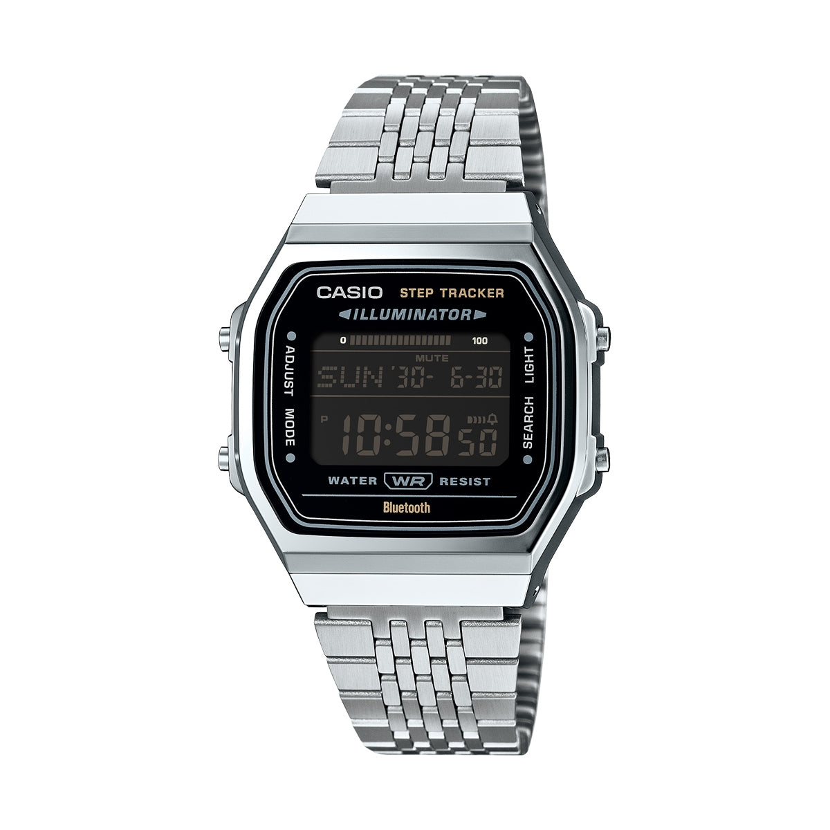 CASIO VINTAGE BLUETOOTH® NUTITELEFONIGA ÜHENDAMINE - TERAS - sisseehitatud kiirendusmõõtur tuvastab keha liikumise + sammuloendur - MUST ABL-100WE-1BEF