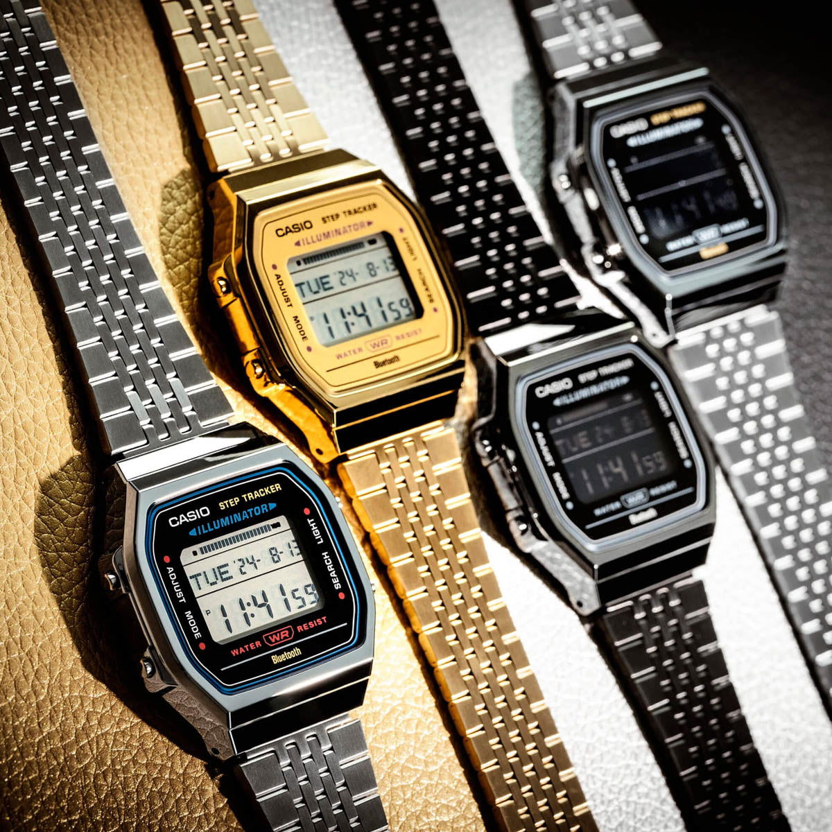 CASIO VINTAGE BLUETOOTH® NUTITELEFONI ÜHENDUS - KULDNE - sisseehitatud kiirendusmõõtur tuvastab keha liikumise + sammulugeja - KULDNE ABL-100WEG-9AEF