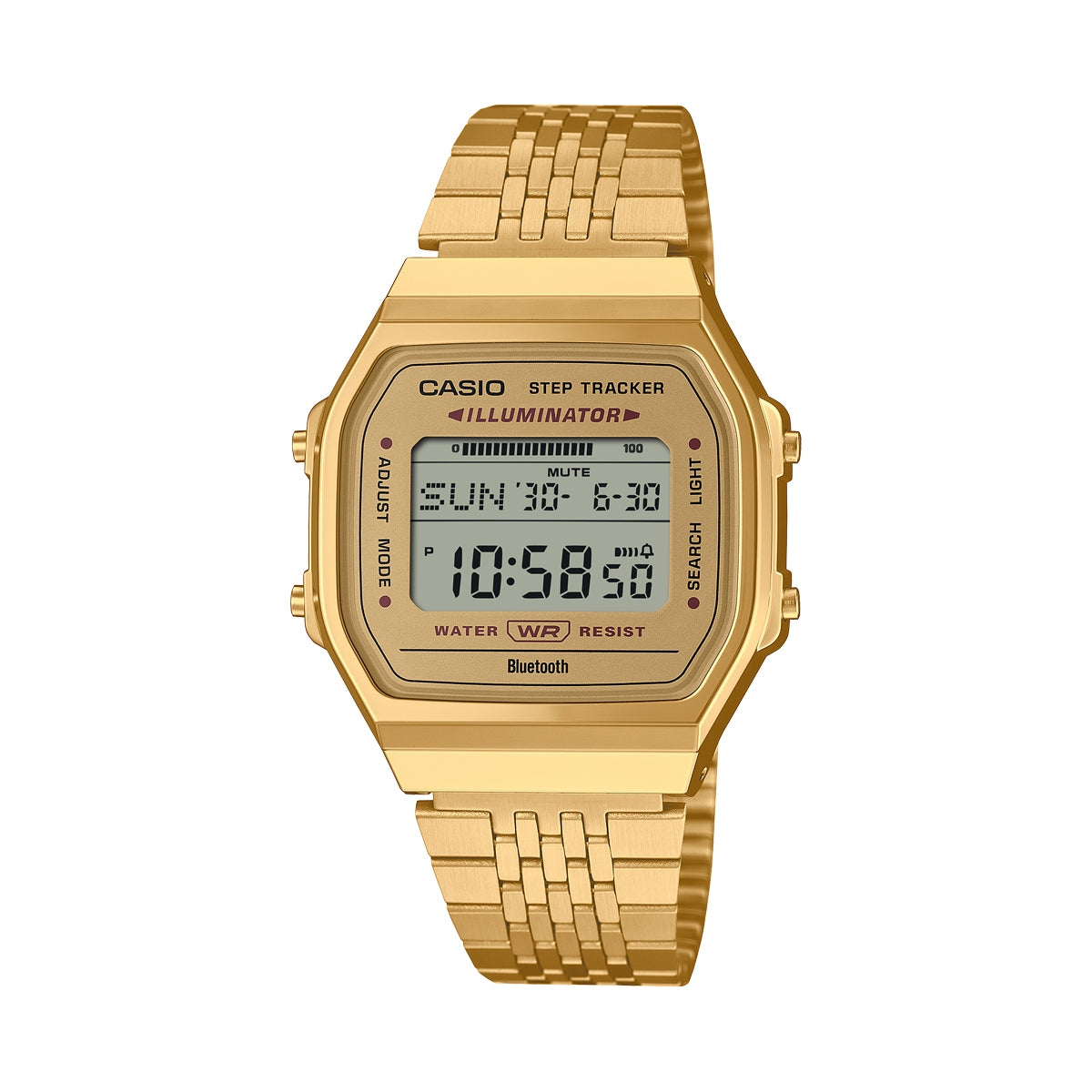 CASIO VINTAGE BLUETOOTH® NUTITELEFONI ÜHENDUS - KULDNE - sisseehitatud kiirendusmõõtur tuvastab keha liikumise + sammulugeja - KULDNE ABL-100WEG-9AEF