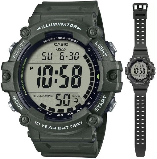 CASIO SPORT DIVER - ILLUMINATOR WORLDTIME - УДЛИНЕННЫЙ РЕМЕШОК AE-1500WHX-3AVDF