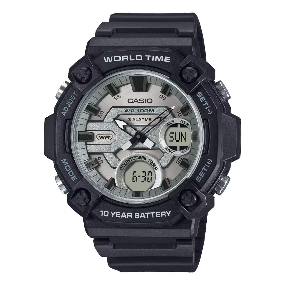 CASIO SPORT OVERSIZE 10-AASTASE AKUGA - HÕBEDANE AEQ-120W-7AVDF
