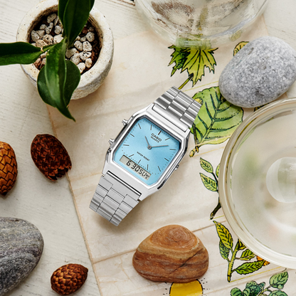CASIO VINTAGE EDGY COLLECTION SUNRAY DIAL - СВЕТЛО-ГОЛУБОЙ AQ-230A-2A1MQYES