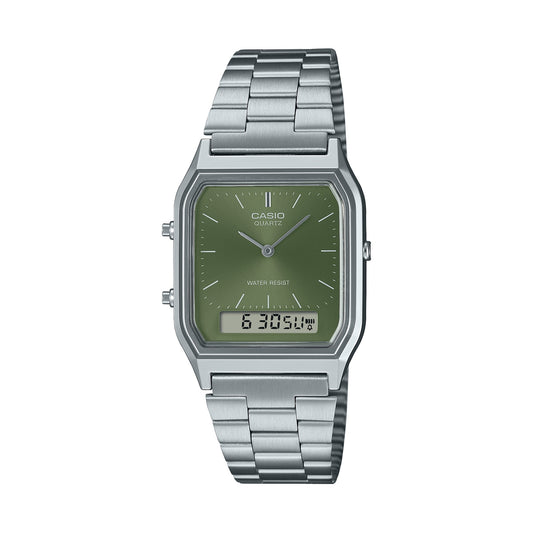 CASIO VINTAGE EDGY COLLECTION SUNRAY-SIHVERPIND - SAMMALROHELINE AQ-230A-3AMQYES