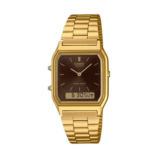 CASIO VINTAGE EDGY COLLECTION SUNRAY DIAL, ЗОЛОТО - ЧЁРНЫЙ AQ-230GA-5AMQYES