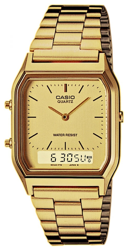 CASIO VINTAGE EDGY COLLECTION PÄIKESEKIIR-SIHVERPLAAT - KULDNE AQ-230GA-9DMQYES
