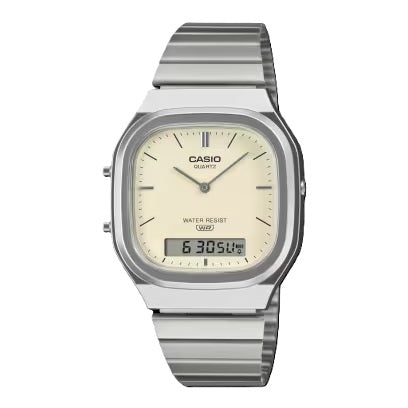 CASIO VINTAGE EDGY ROUNDED SQUARE — СЕРЕБРО AQ-240E-7A2EF