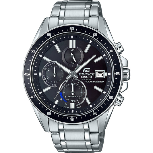 CASIO EDIFICE SLIM PÄIKESEENERGIAL TÖÖTAV KRONOGRAAF - MUST EFS-S510D-1AVUEF