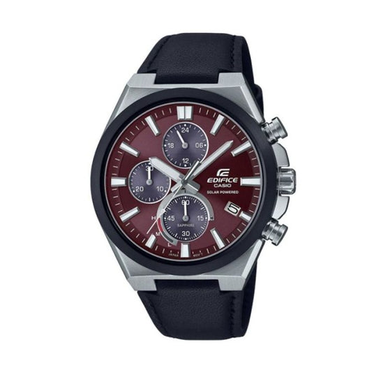 CASIO EDIFICE SOLAR POWERED CHRONOGRAPH, LEATHER - RED ****** EFS-S630BL-5AVUEF