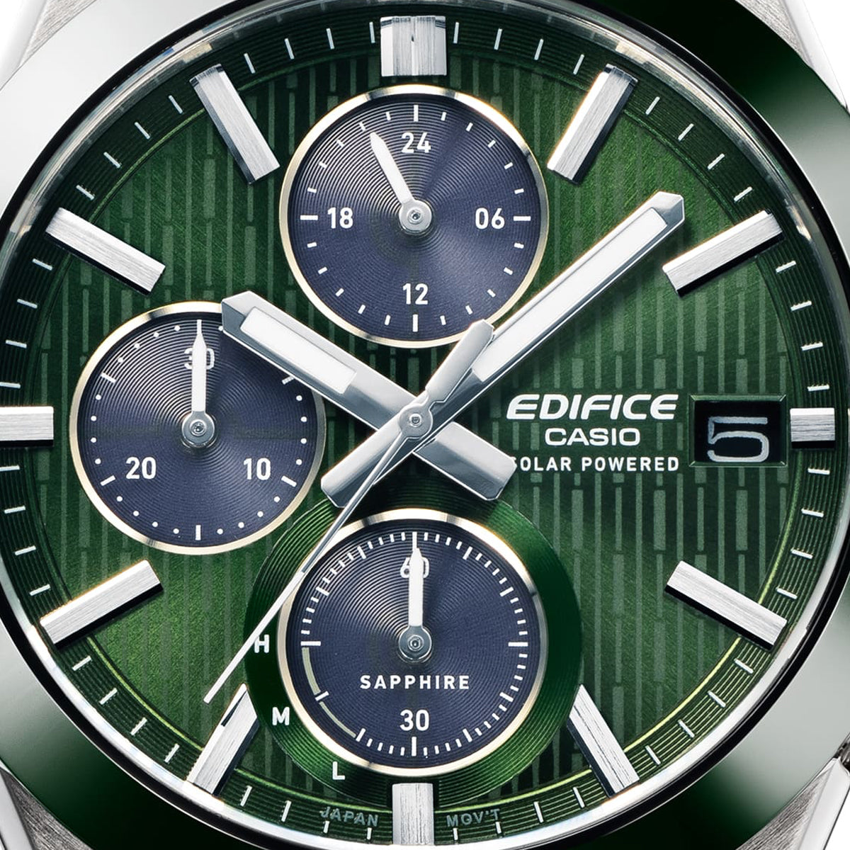 CASIO EDIFICE PÄIKESEENERGIAL TÖÖTAV KRONOGRAAF - ROHELINE EFS-S650D-3AEF