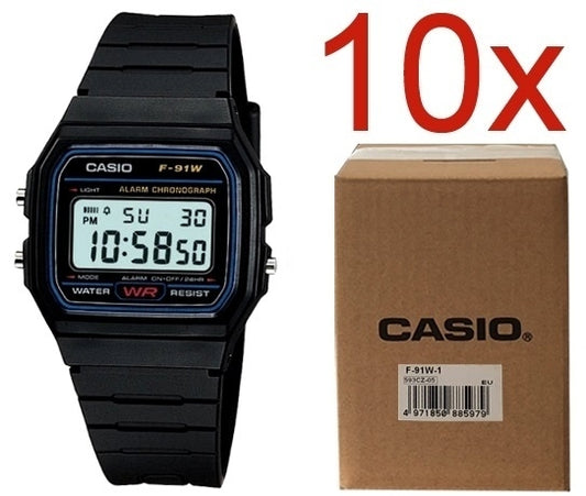 CASIO VINTAGE F-91W-1YEG **KOMPLEKT 10 TK** F-91W-1YEG-10