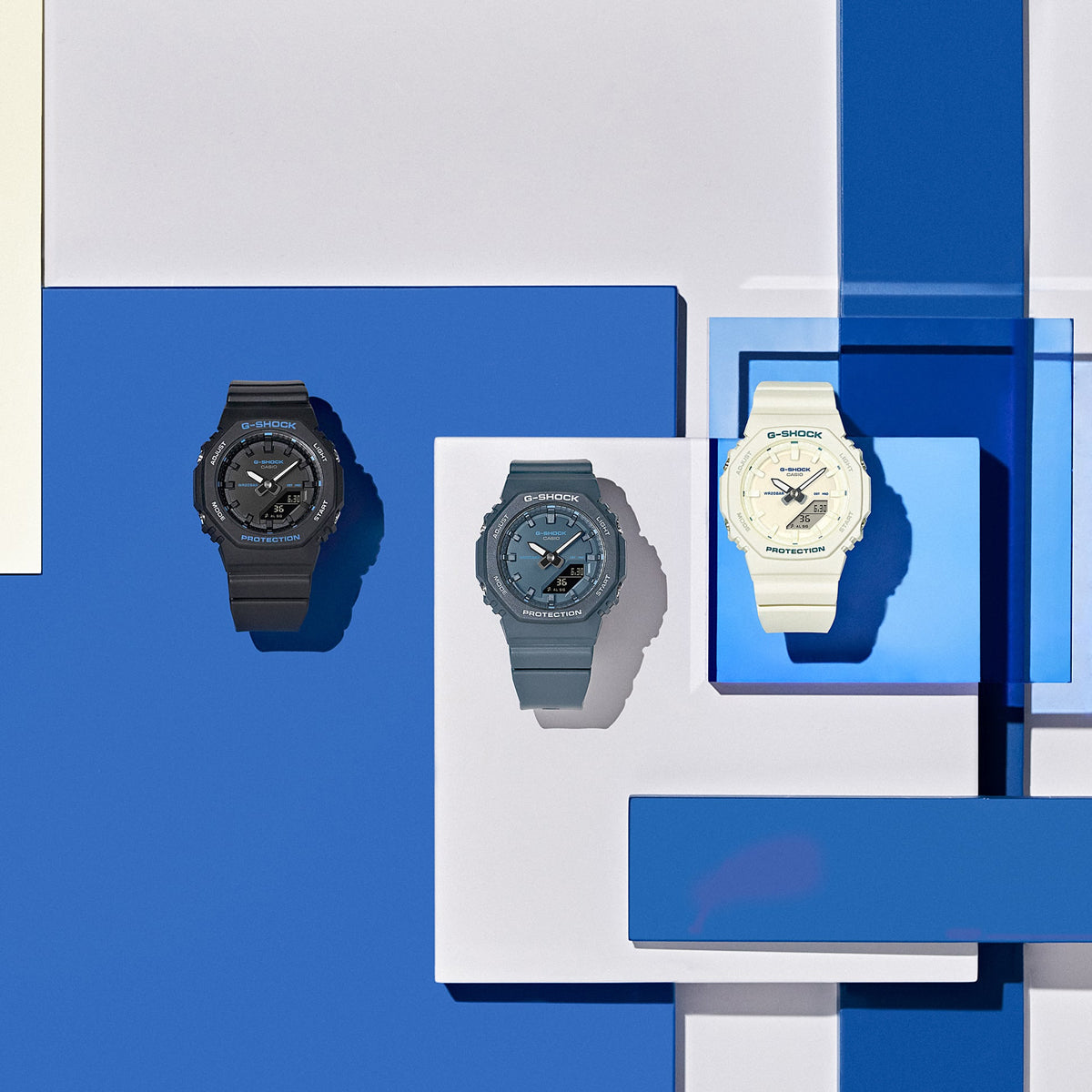 CASIO G-SHOCK OAK COMPACT – BLUE ACCENT SEERIA – IVORY GMA-P2100BA-7AER