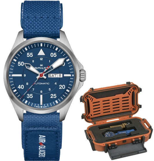 Модель HAMILTON KHAKI AVIATION PILOT DAY DATE AUTO - AIR-GLACIERS Special Edition + дополнительный ремешок