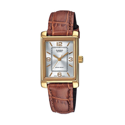 CASIO COLLECTION TANK, LEATHER - ARGENTEE LTP-1234PGL-7AEG