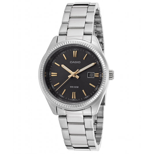 CASIO COLLECTION LADY DATE - BLACK, GOLD INDEXES LTP-1302D-1A2VDF