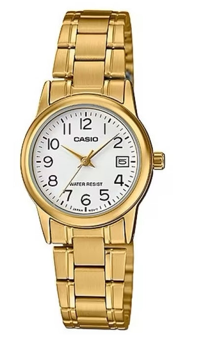 CASIO COLLECTION LADY DATE, KULDNE - VALGE LTP-V002G-7B2UDF