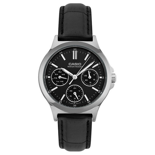 CASIO COLLECTION LADY MULTIFUNCTION, LEATHER - BLACK LTP-V300L-1AUDF