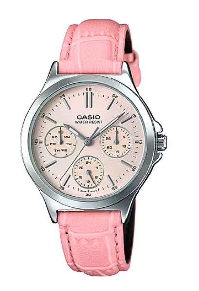 CASIO COLLECTION LADY MULTIFUNCTION, КОЖАНЫЕ - РОЗОВЫЕ LTP-V300L-4AUDF