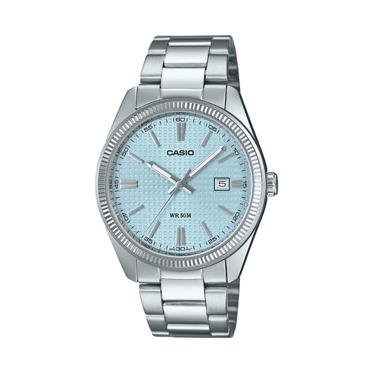 CASIO COLLECTION DATE - GOLFI PALLI MUSTRI LÄBIVIIMISEGA SIHVERPLAAT - HELESININE MTP-1302PE-2AVEF