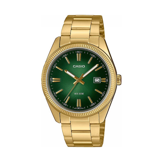 CASIO COLLECTION DATE, ЗОЛОТОЙ - ЗЕЛЁНЫЙ MTP-1302PGC-3AVEF