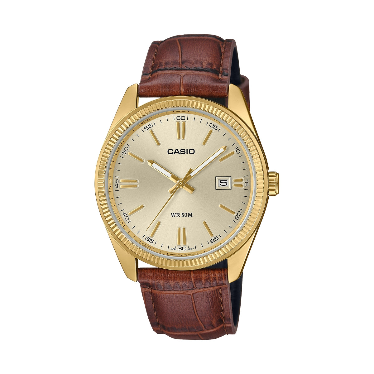 CASIO COLLECTION DATE GOLD, LEATHER - CHAMPAGNE MTP-1302PGL-9AVEF