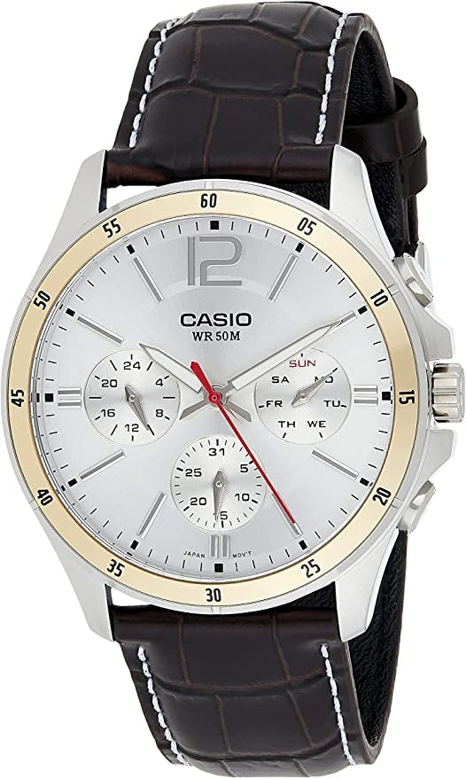 CASIO COLLECTION МНОГОФУНКЦИОНАЛЬНЫЙ КАЛЕНДАРЬ, КОЖАНЫЙ - СЕРЕБРО MTP-1374L-7AVDF