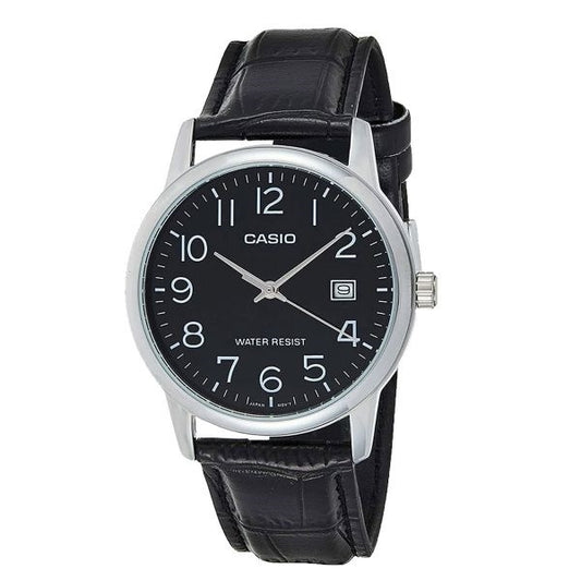 CASIO COLLECTION DATE, LEATHER - BLACK MTP-V002L-1BUDF