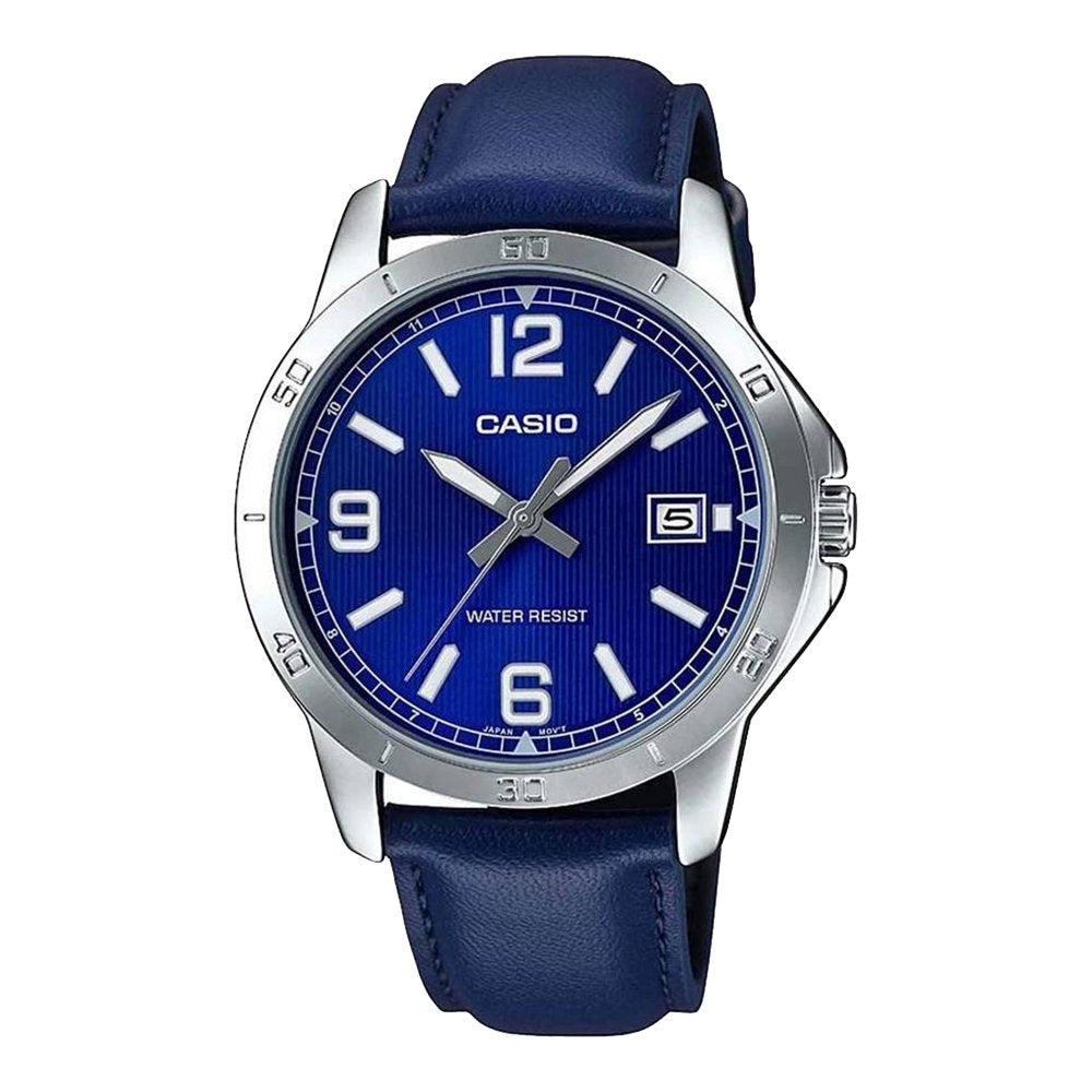 CASIO COLLECTION CASUAL DATE, КОЖА - СИНИЙ MTP-V004L-2BUDF