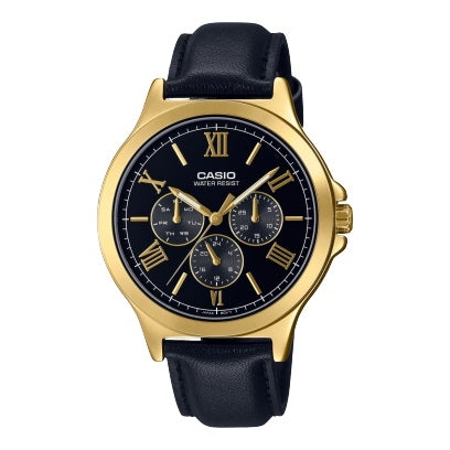 CASIO COLLECTION МНОГОФУНКЦИОНАЛЬНЫЕ КОЖАНЫЕ - ЧЕРНЫЕ MTP-V300GL-1AUDF