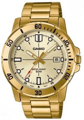 CASIO SPORT COLLECTION DIVER 50M - ПОЛНОСТЬЮ ЗОЛОТЫЕ MTP-VD01G-9EVUDF