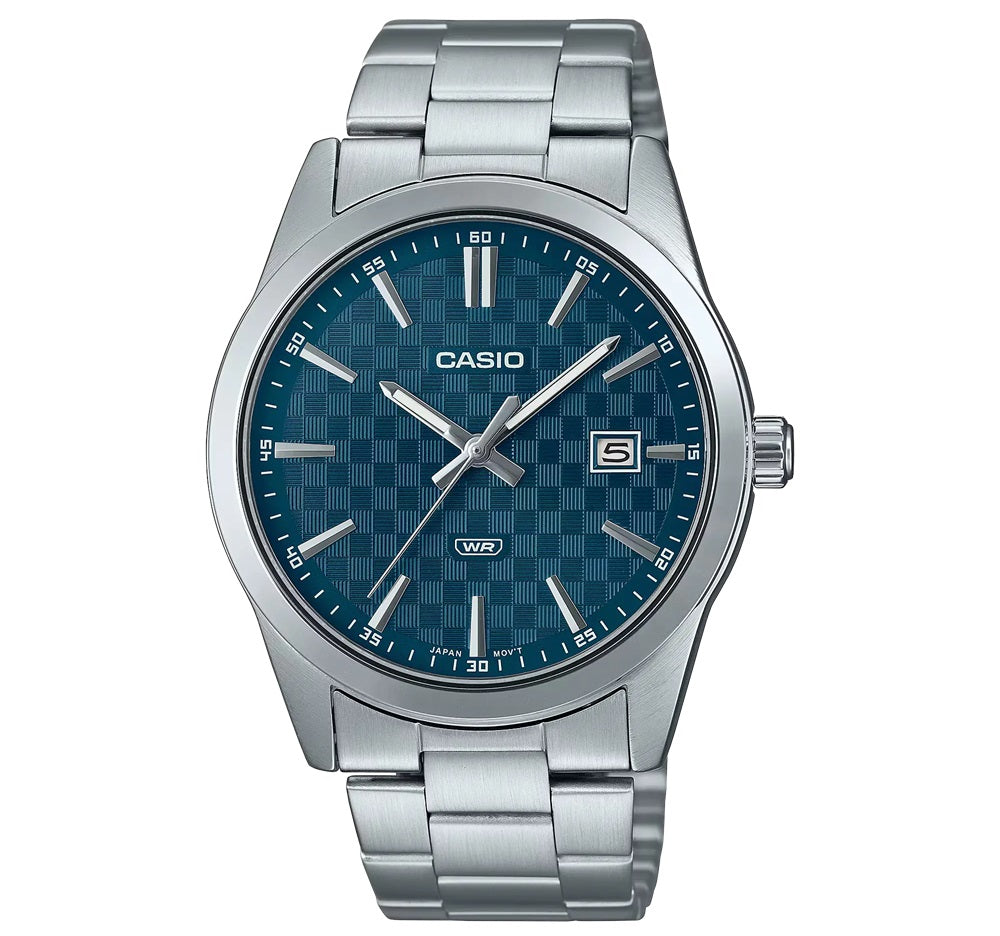 CASIO COLLECTION DATE - CARBON LOOK - PETROL BLUE MTP-VD03D-2A2UDF