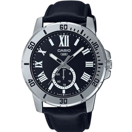 CASIO COLLECTION DIVER DATE LEATHER - BLACK MTP-VD200L-1BUDF