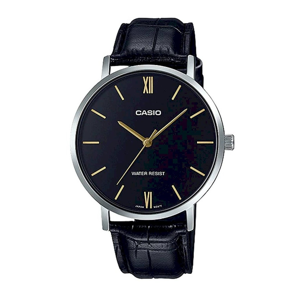 CASIO COLLECTION MINIMAL, КОЖА – ЧЁРНЫЙ MTP-VT01L-1BUDF