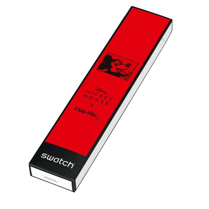 SWATCH MICKEY БЕЛЫМ ПО ЧЕРНОМУ SUOZ337
