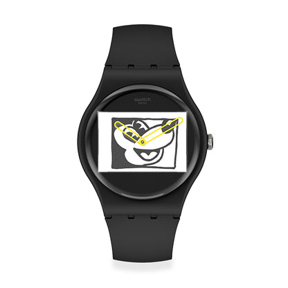 SWATCH MICKEY БЕЛЫМ ПО ЧЕРНОМУ SUOZ337
