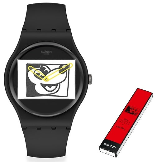 SWATCH MICKEY БЕЛЫМ ПО ЧЕРНОМУ SUOZ337