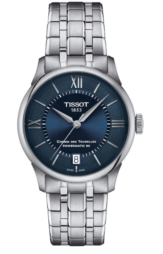 TISSOT CHEMIN DES TOURELLES POWERMATIC 80 — СИНИЕ T1392071104800