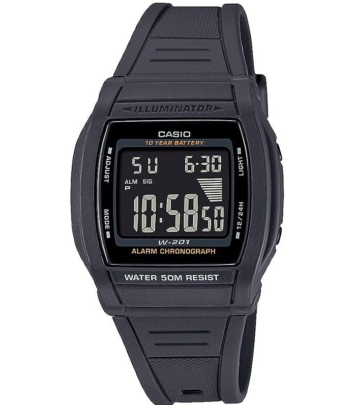 CASIO DIGITAL SPORT Смелый циферблат. Светодиодная подсветка. Срок службы батареи 10 лет W-201-1BVDF